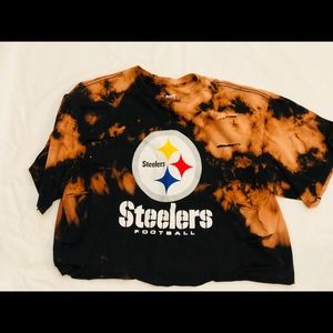 Black destroyed Steelers crop top